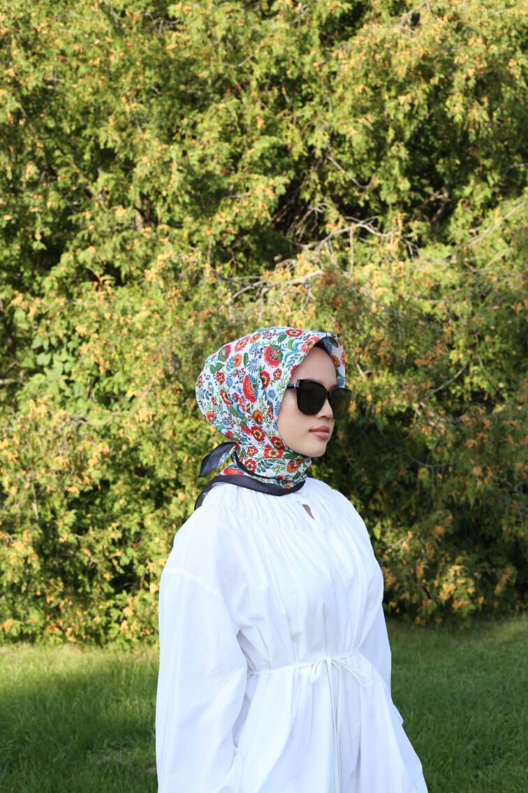 BASIC EŞARP KARANFİL DESEN SIYAH - 5