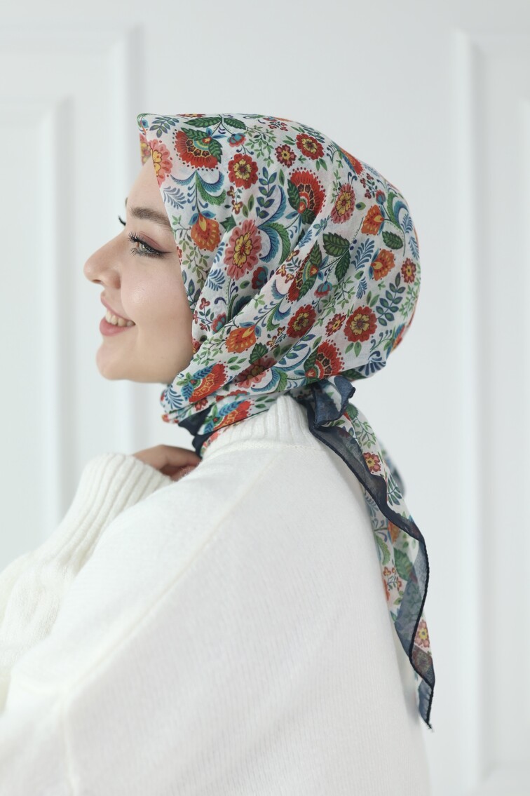 BASIC EŞARP KARANFİL DESEN SIYAH - 2