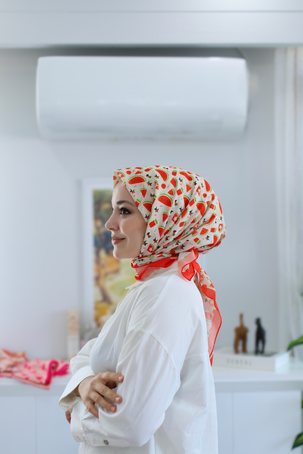 BASIC KARPUZ DESEN EŞARP 