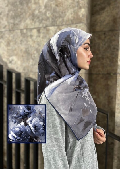 CANVAS TABLO DESEN EŞARP - LACİVERT 