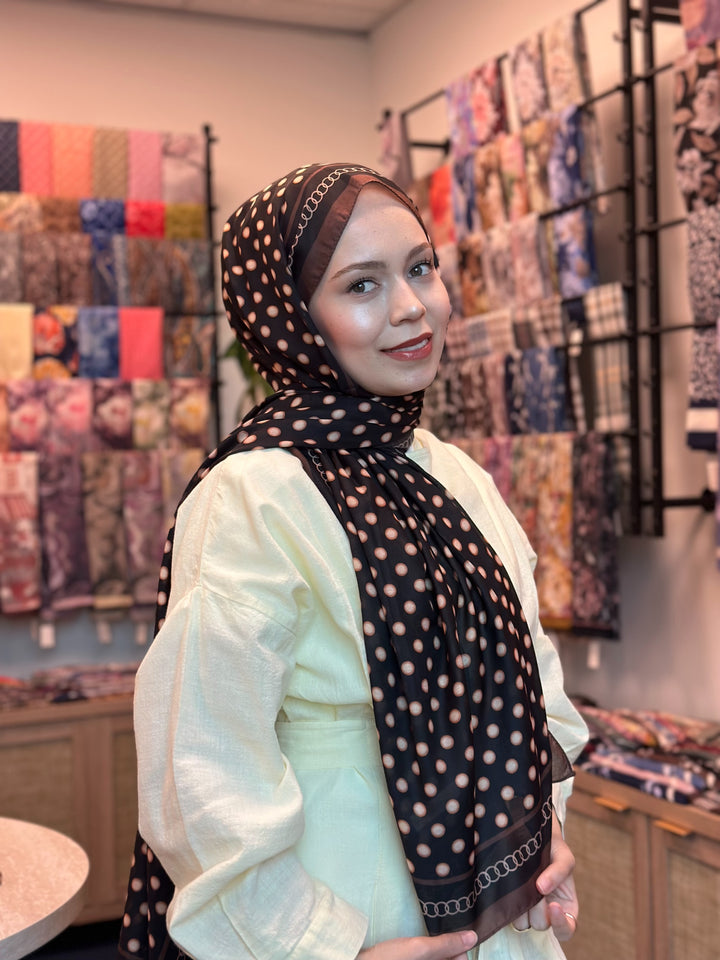 Puantiye Şal - Siyah Kahve