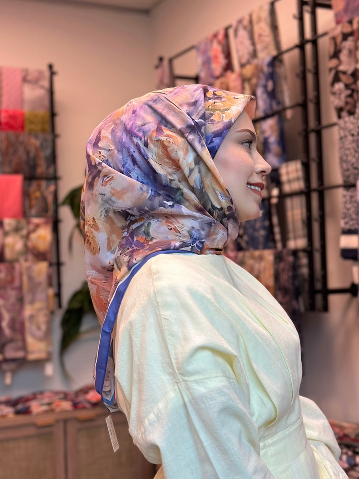 Blush Garden Eşarp - Renkli Mor