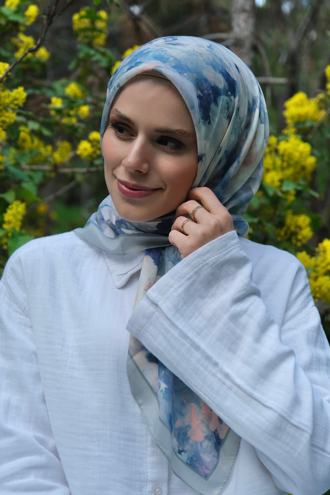 Gul Harmani Esarp - Gok Mavi