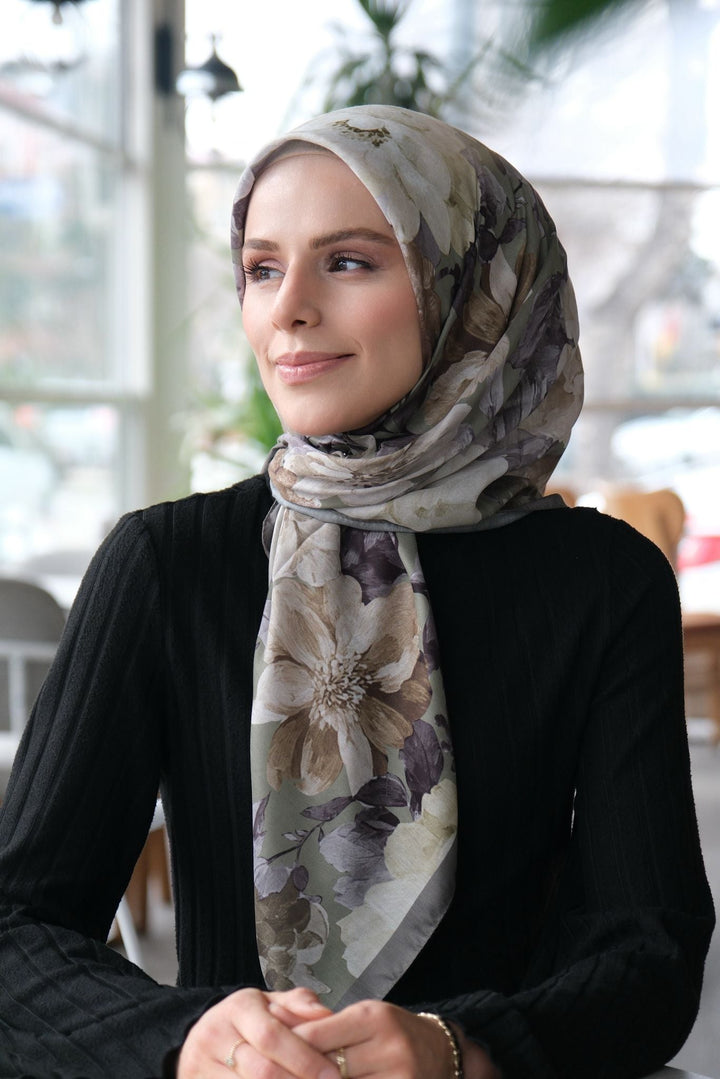 Velvet Bloom Esarp - Yesil