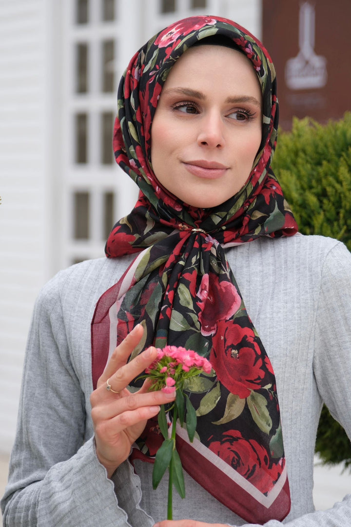 Florya Esarp - Kirmizi Siyah