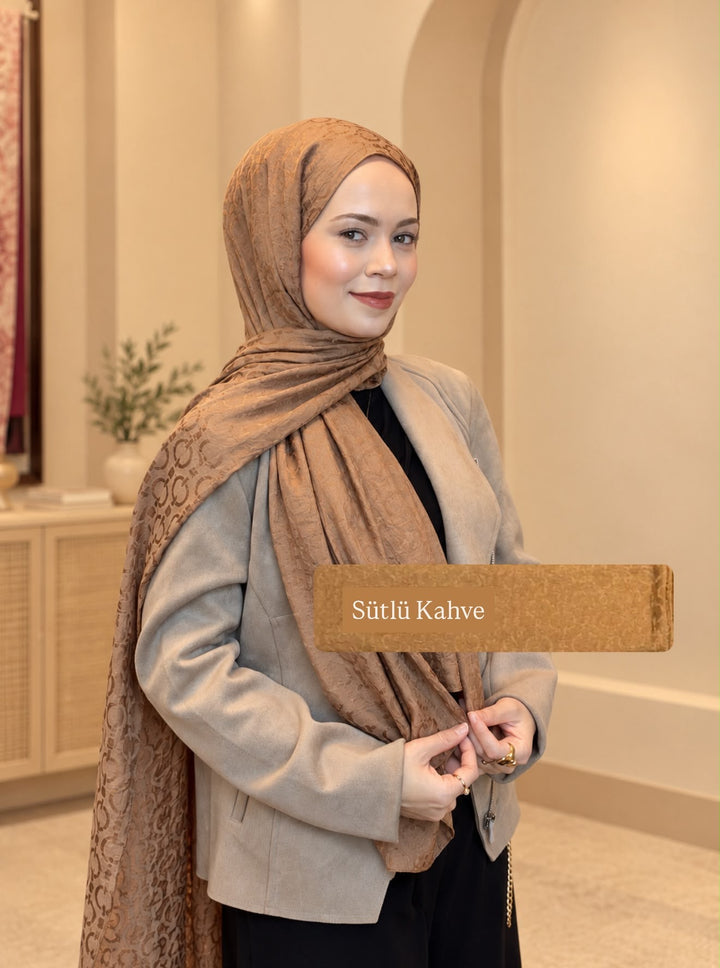 Organik Sedef Dubai Şal - Sütlü kahve