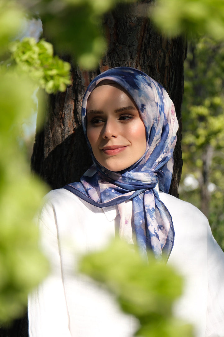 Gul Harmani Esarp - Gece Mavisi