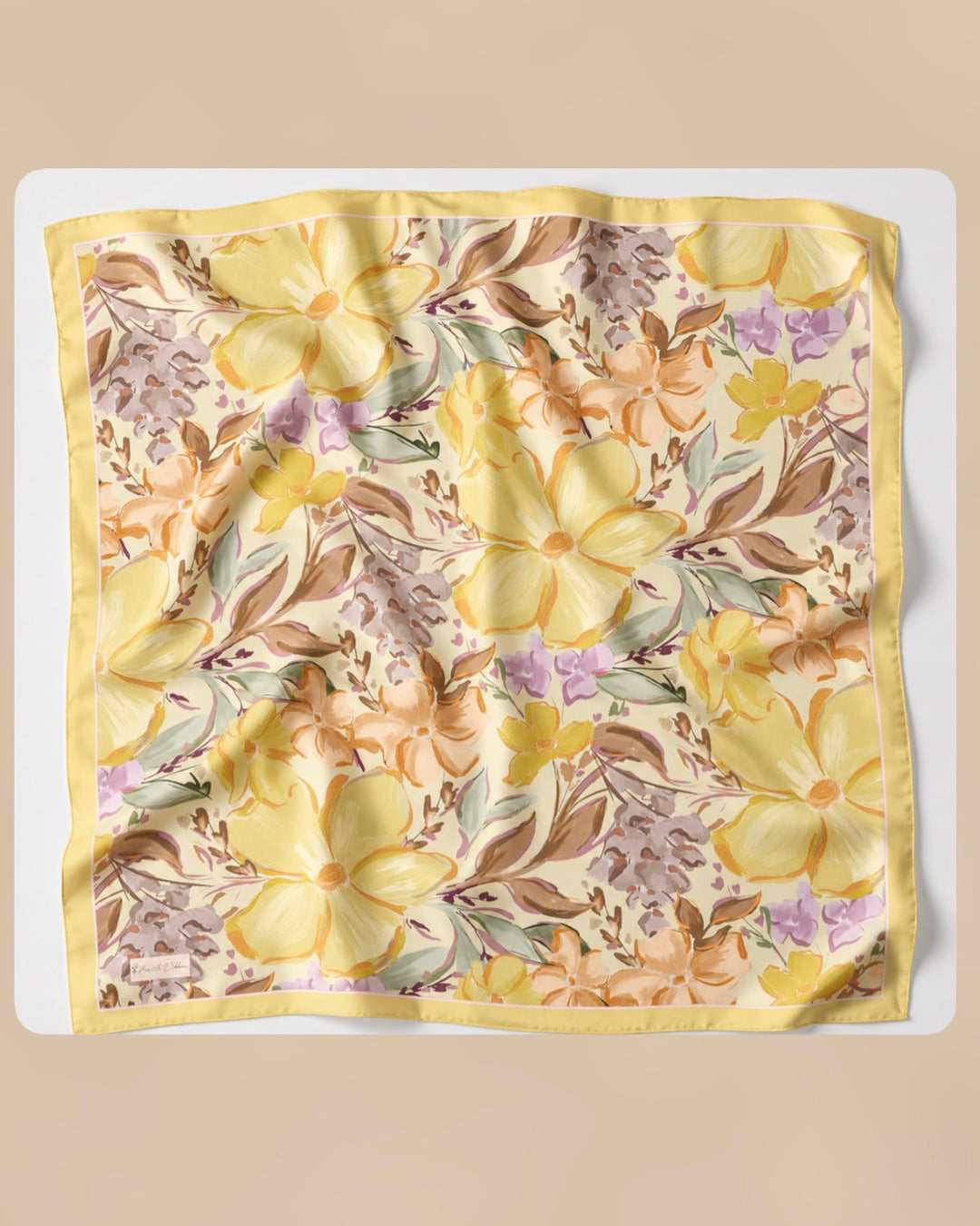 Zambak Desen Eşarp- Butter Yellow