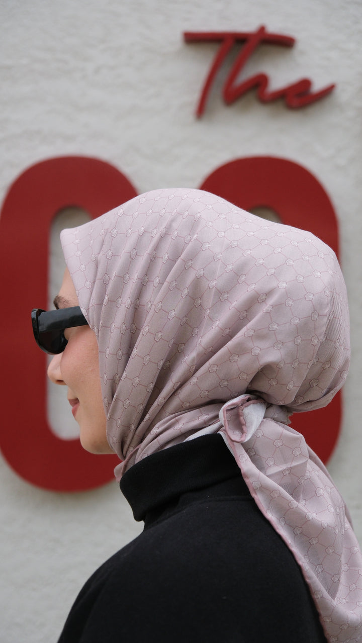 Monogram Eşarp - Pembe Vizon