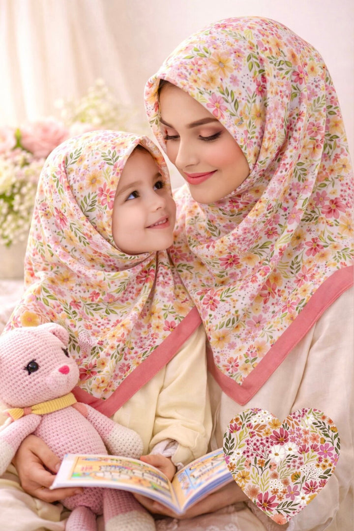 Anne &amp; Kids Eşarp Takımı - Pembe Masal
