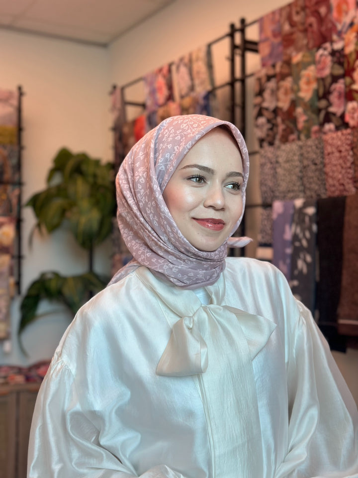 İnci Dalı Eşarp - Pembe Vizon
