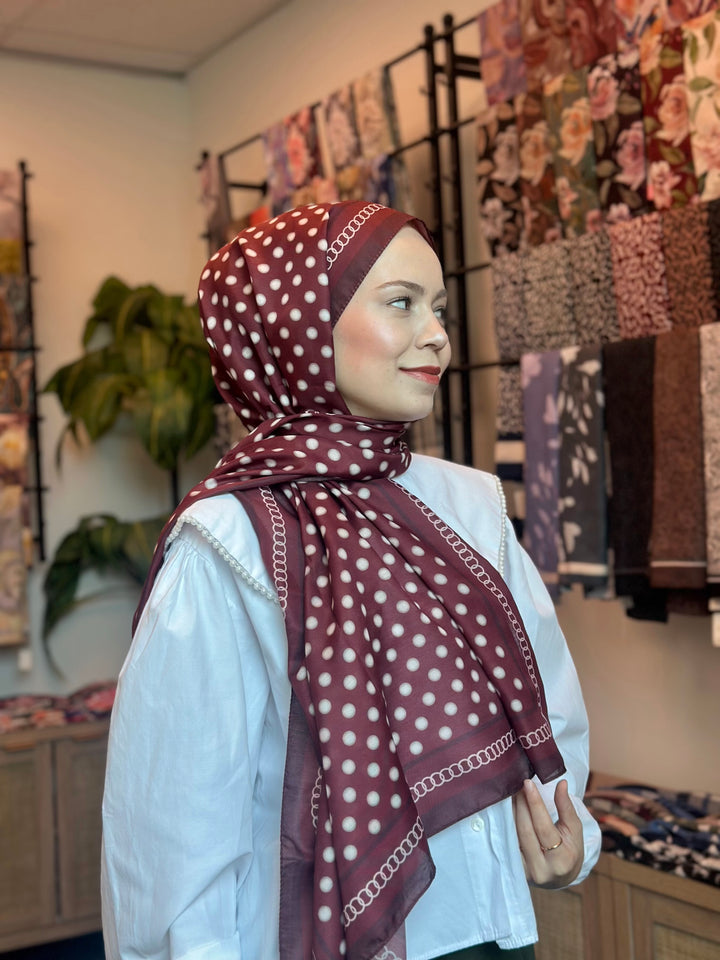 Puantiye Şal - Bordo