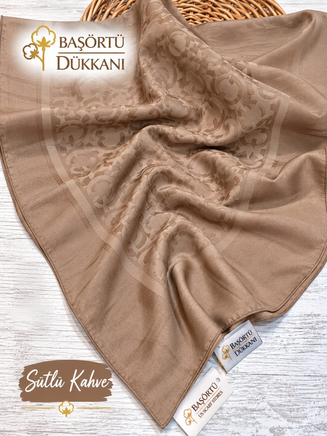 Organik Sedef Dubai Eşarp- Sütlü Kahve