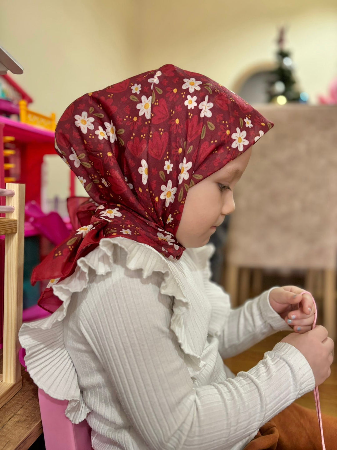 Kids Esarp - Ruya Cicegi Bordo