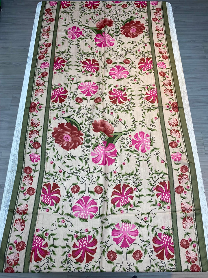 Saray Çiçeği Desen Şal - Soft Yeşil