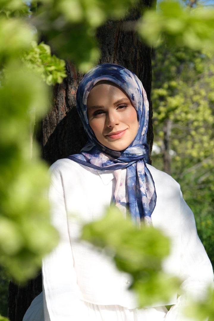 Gul Harmani Esarp - Gece Mavisi