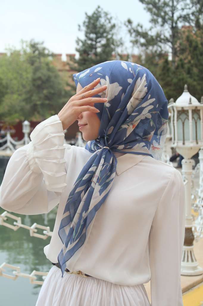 Silk Garden Esarp - Denim Mavi
