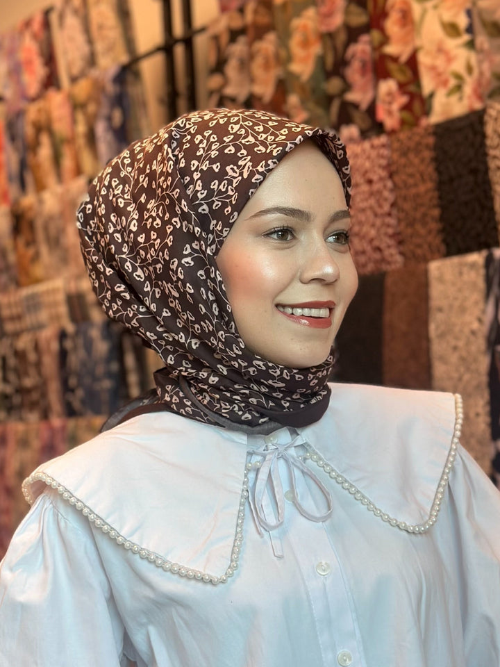 İnci Dalı Eşarp - Acı Kahve