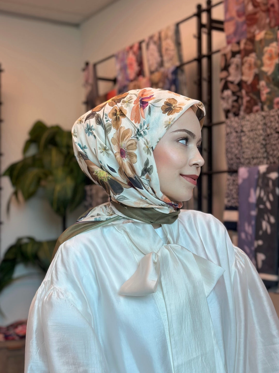 Gülbahar Eşarp - Krem Yağ Yeşili