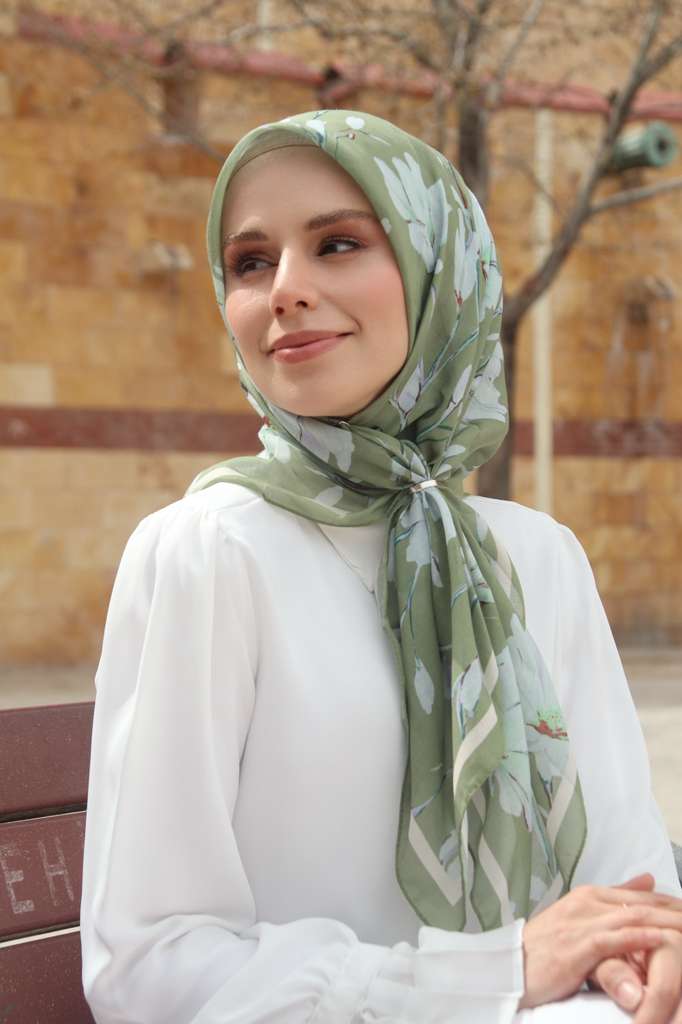 Silk Garden Esarp - Zeytin Yesili