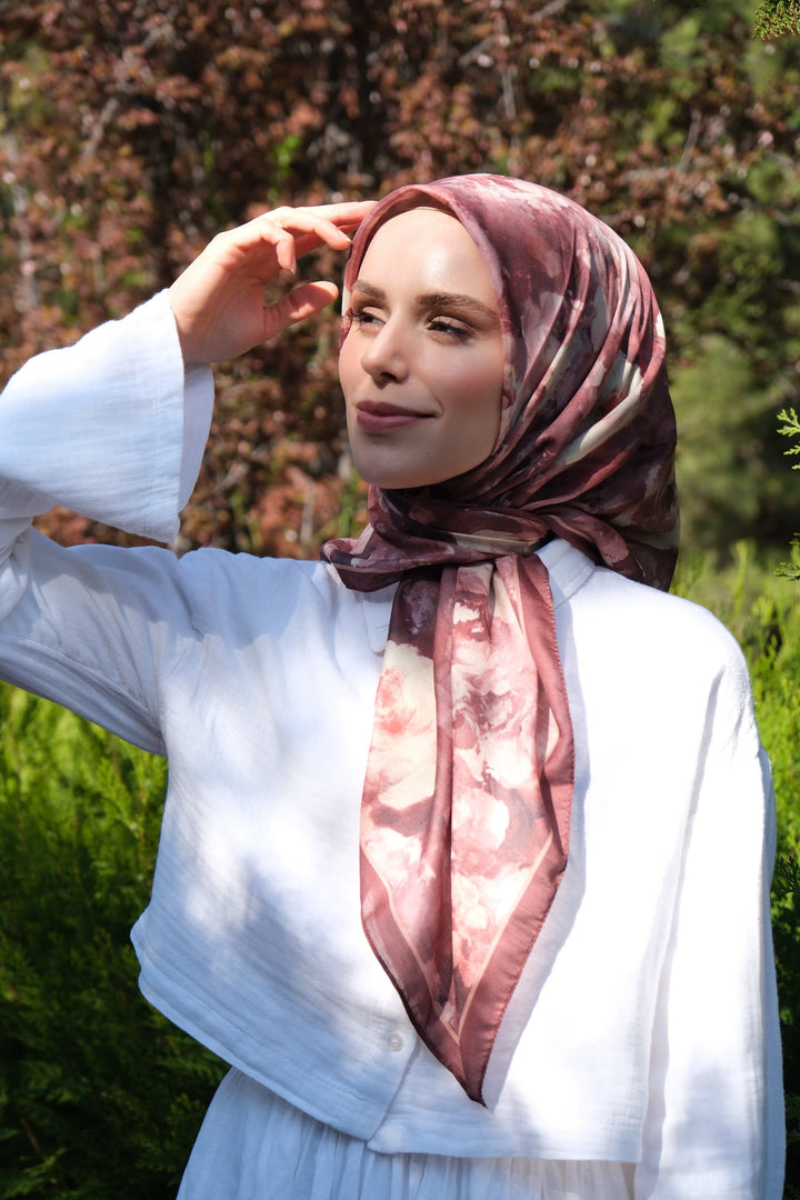 Gul Harmani Esarp - Kahve