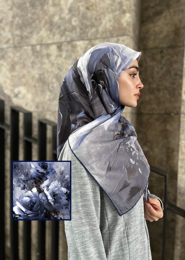 Canvas Tablo Desen Esarp - Lacivert
