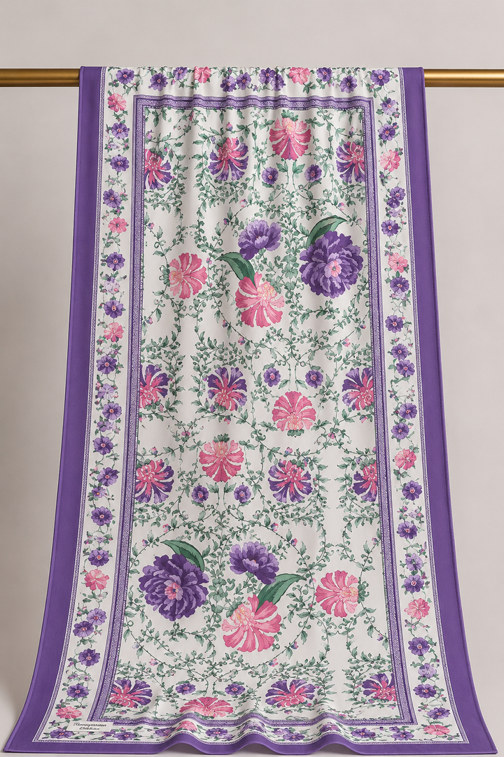 Saray Çiçeği Desen Şal - Lila