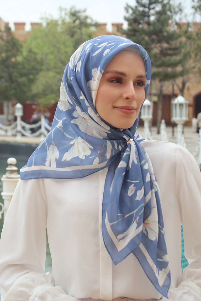 Silk Garden Esarp - Denim Mavi