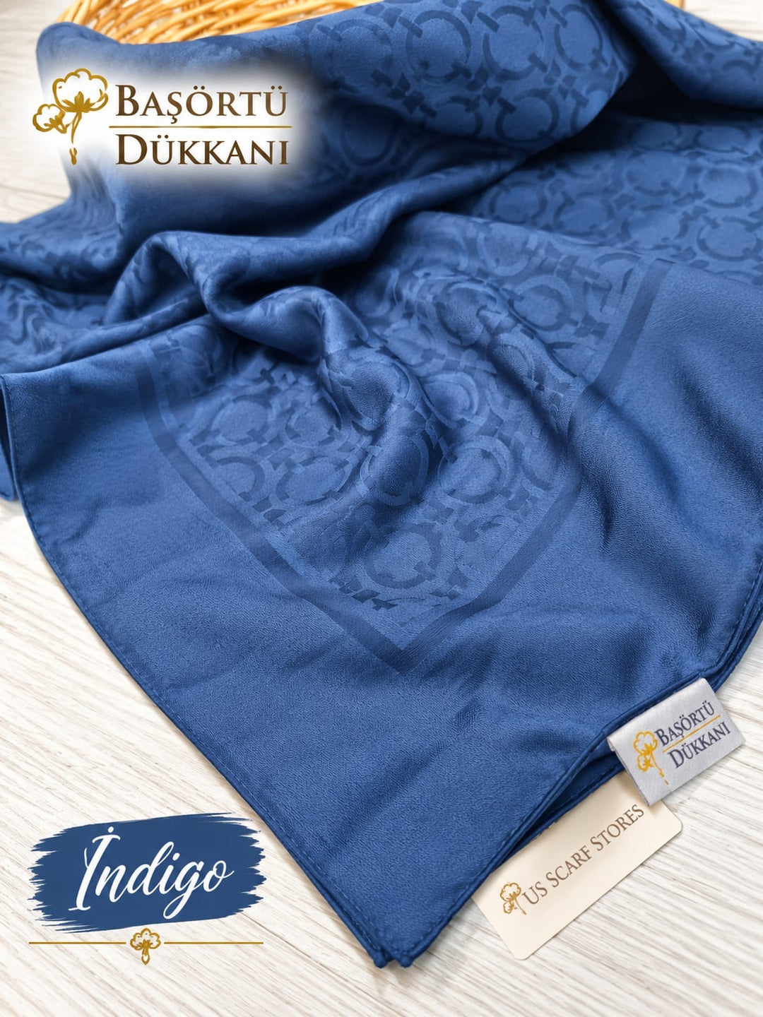 Organik Sedef Dubai Eşarp- İndigo