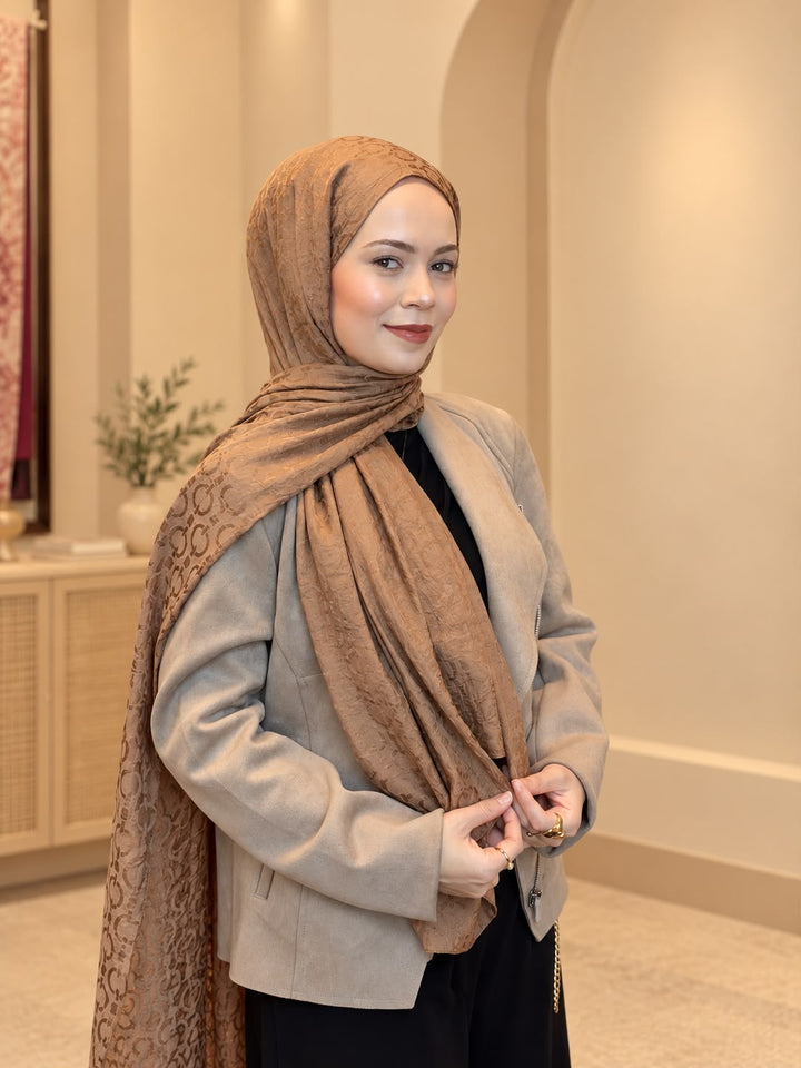 Organik Sedef Dubai Şal - Sütlü kahve