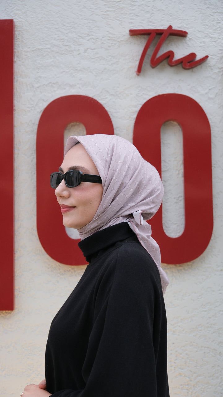 Monogram Eşarp - Pembe Vizon