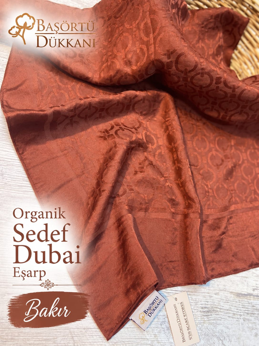 Organik Sedef Dubai Eşarp -Bakır