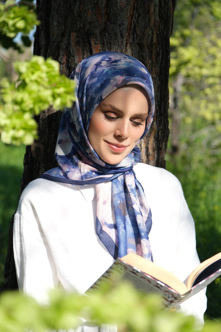 Gul Harmani Esarp - Gece Mavisi