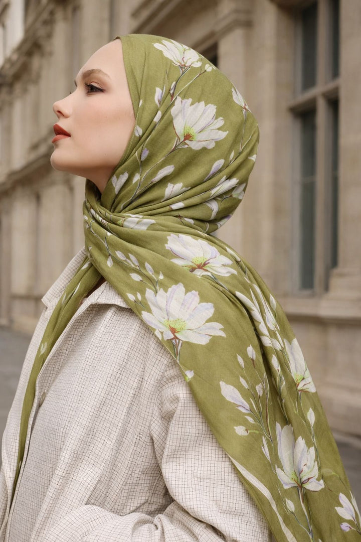 Silk Garden Sal - Zeytin Yeşili