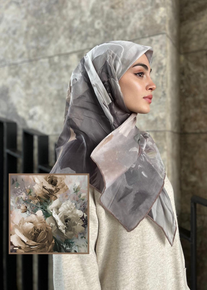 Canvas Tablo Desen Esarp - Sutlu Kahve