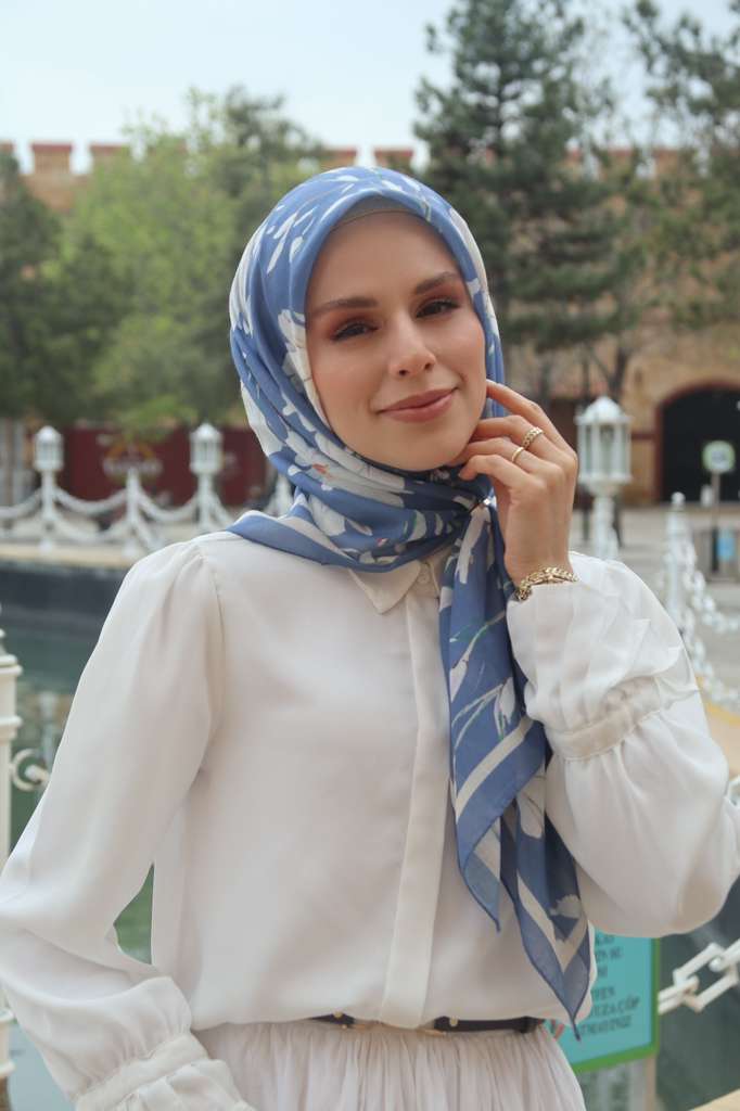 Silk Garden Esarp - Denim Mavi