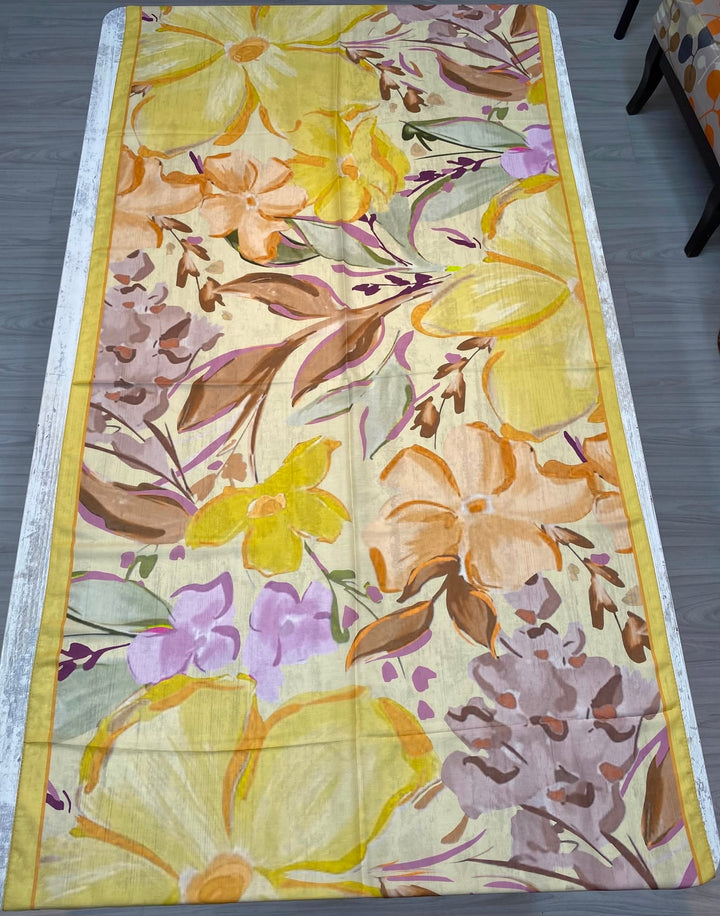 Zambak Desen Şal- Butter Yellow