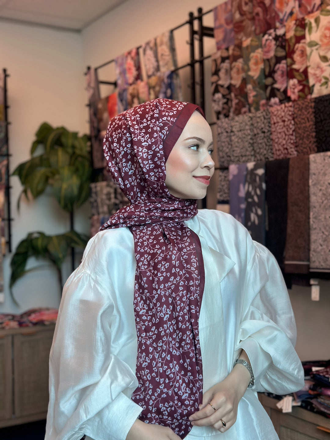 İnci Dalı Şal - Bordo
