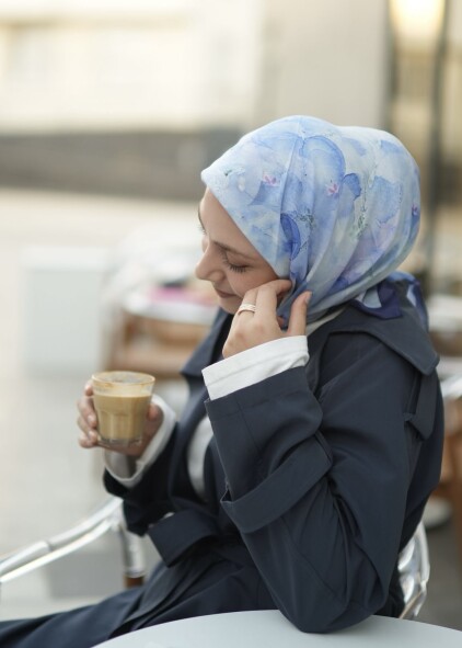 DELORA DESEN EŞARP - SAFİR - 