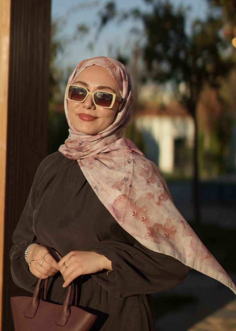 DELORA DESEN ŞAL -PEMBE VİZON - 3