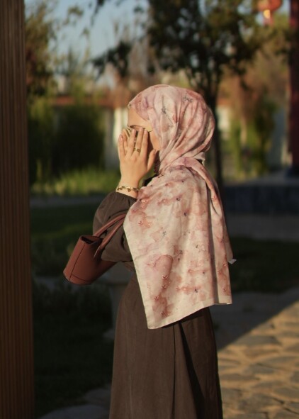 DELORA DESEN ŞAL -PEMBE VİZON - 5