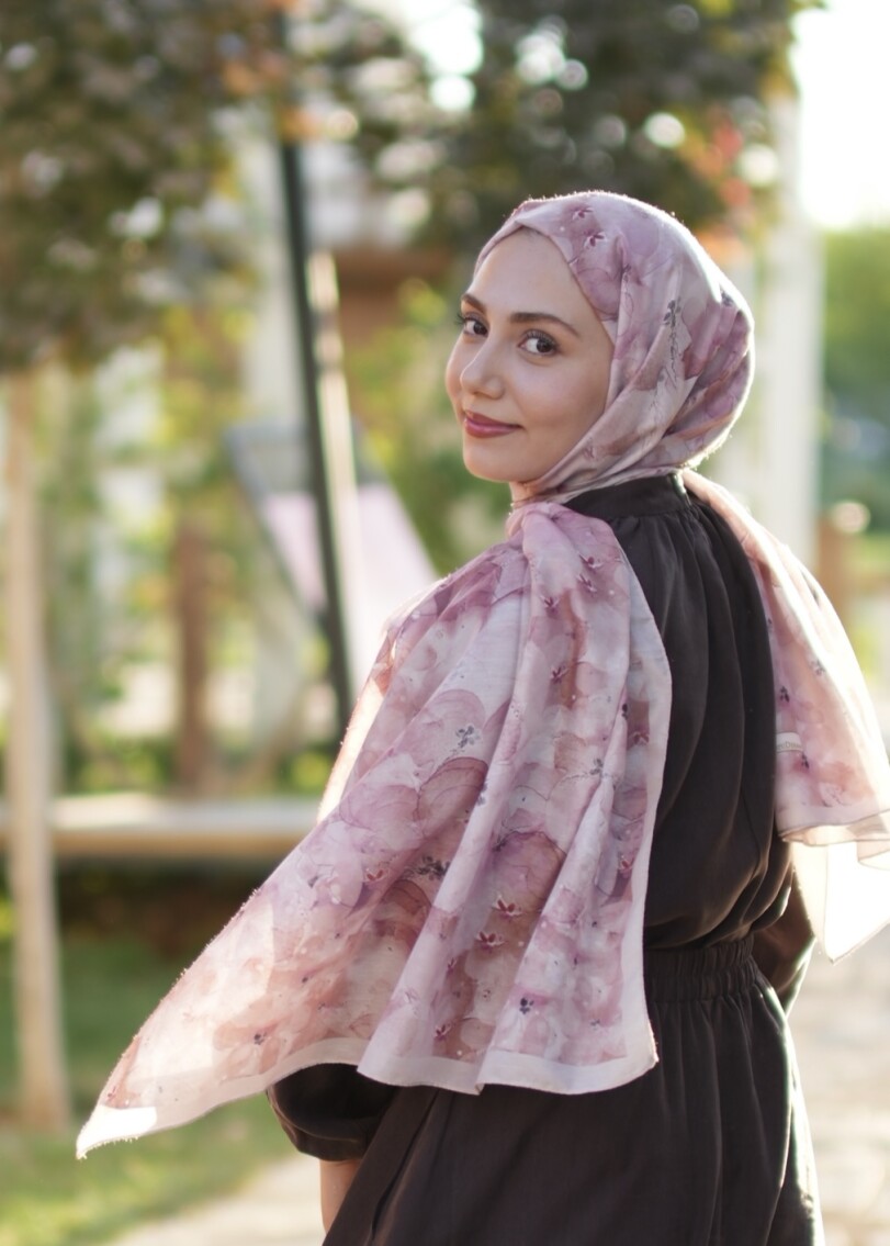 DELORA DESEN ŞAL -PEMBE VİZON - 1