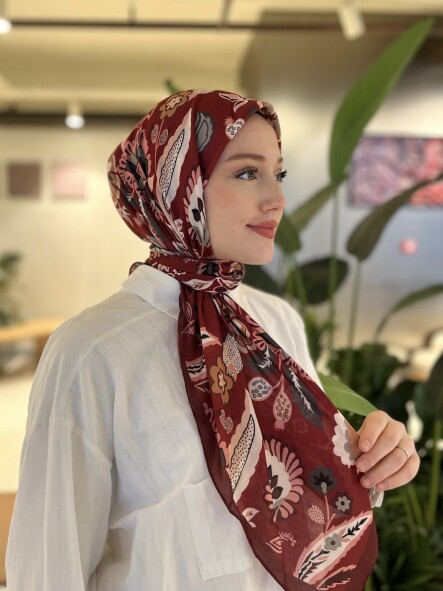 ETNİK DESEN EŞARP - BORDO 