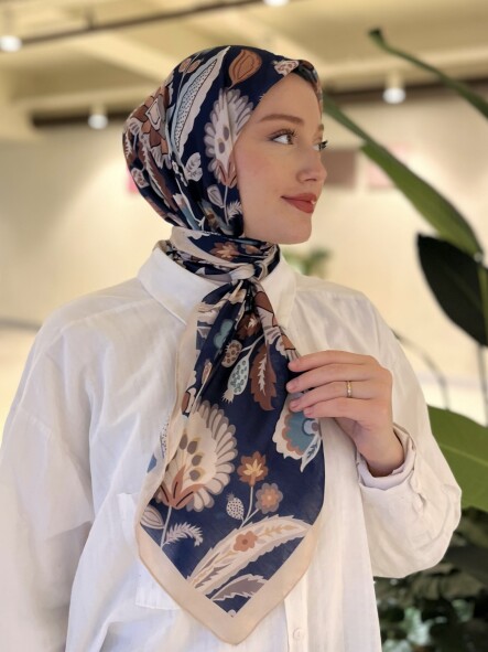 ETNİK DESEN EŞARP - LACİVERT 
