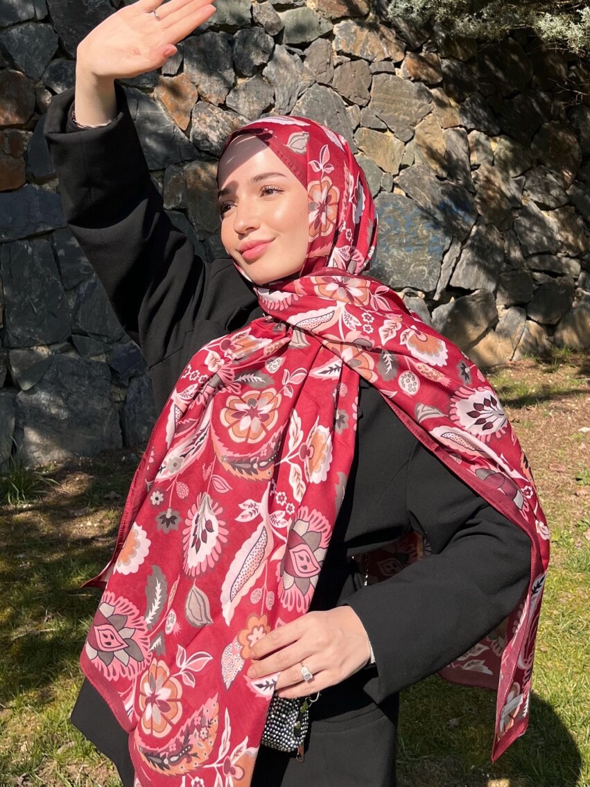 ETNİK DESEN ŞAL - BORDO - 1