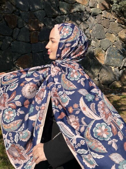 ETNİK DESEN ŞAL - LACİVERT - 1