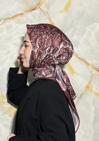 FİRUZE DESEN EŞARP - BORDO 