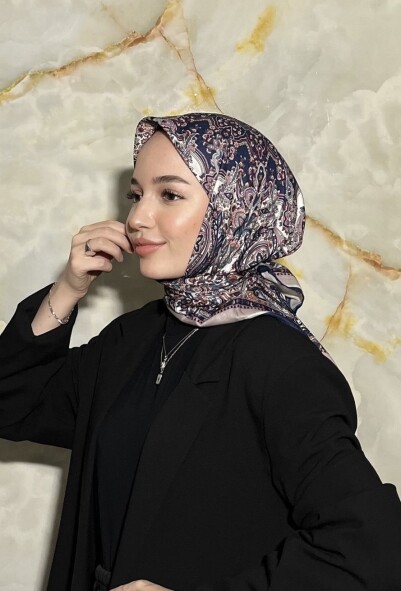 FİRUZE DESEN EŞARP - LACİVERT 