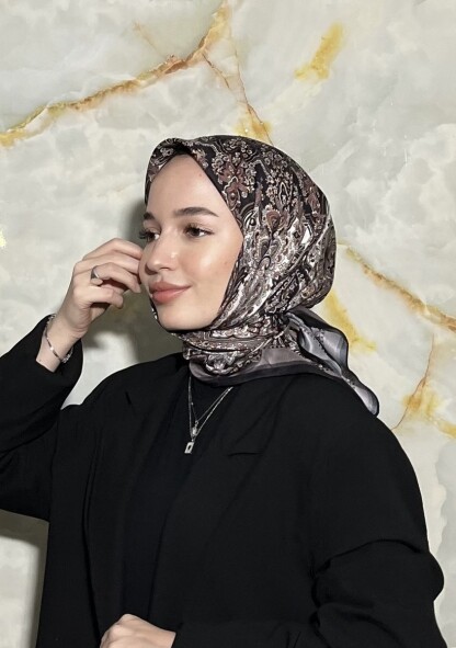 FİRUZE DESEN EŞARP - SİYAH KAHVE 