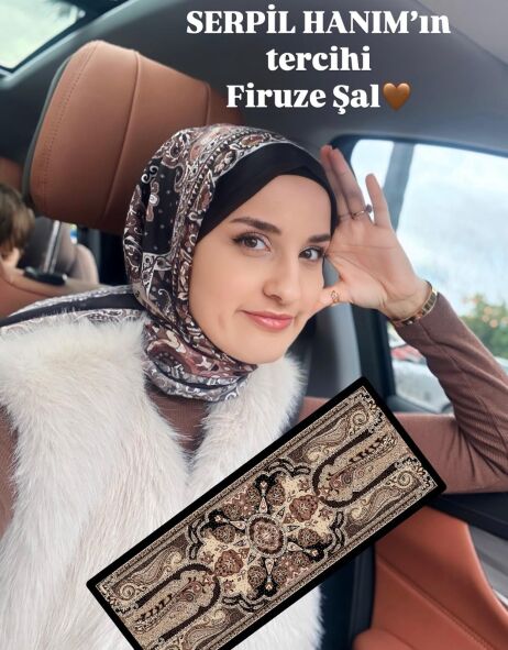 FİRUZE DESEN ŞAL - SİYAH 